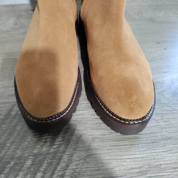 Caslon Mimmo Knee-High Boot Tan genuine suede Women's Size 8 Faux Fur Lined SOFT - Picture 5 of 7